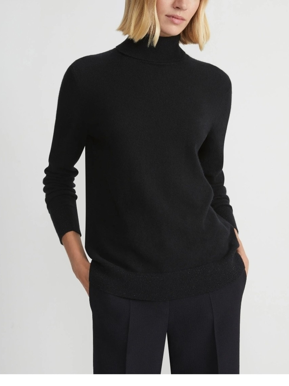 Jones New York Country Women's Cashmere Knit Ribbed Turtleneck Pullover Black S